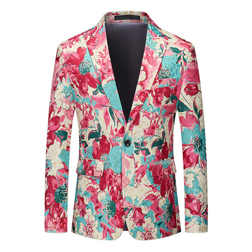 Fashion Men Luxury Party Stage Wedding Trend Jacket Magenta Men Blazer - Tophatter Daily Deals