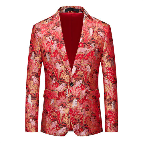 Fashion Men Luxury Party Stage Wedding Trend Jacket Red Men Blazer - Tophatter Daily Deals