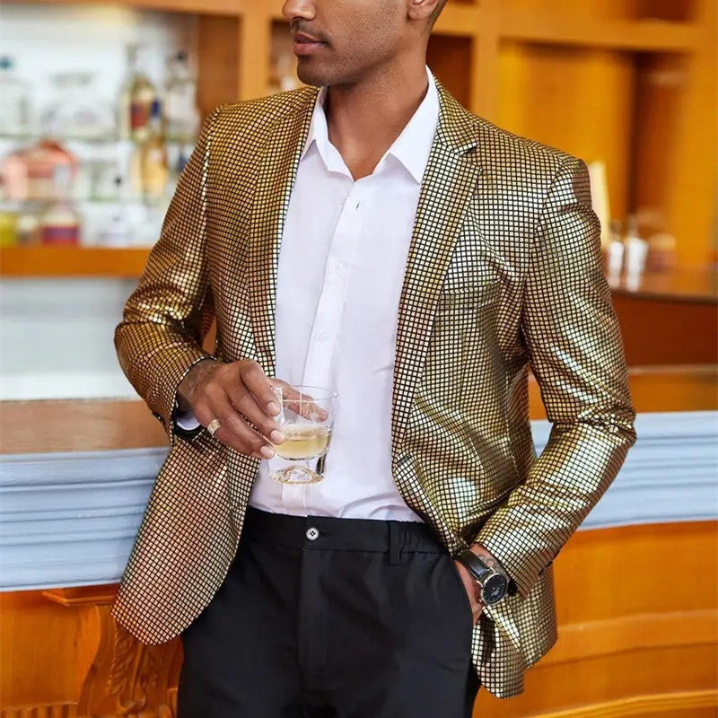Fashion Men Luxury Plaid Suit Small Stretch Loose Jacket Men Blazer - Tophatter Daily Deals