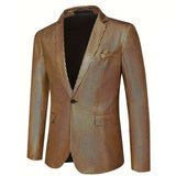 Fashion Men Luxury Plaid Suit Small Stretch Loose Jacket Gold Men Blazer - Tophatter Daily Deals