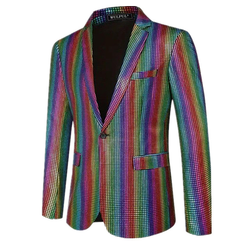 Fashion Men Luxury Plaid Suit Small Stretch Loose Jacket Multicolor Men Blazer - Tophatter Daily Deals