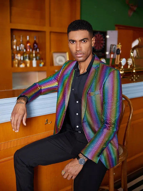 Fashion Men Luxury Plaid Suit Small Stretch Loose Jacket Men Blazer - Tophatter Daily Deals