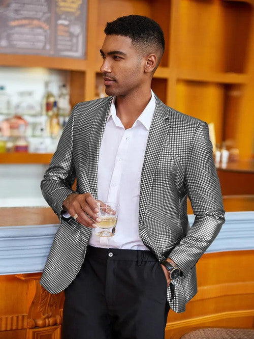 Fashion Men Luxury Plaid Suit Small Stretch Loose Jacket Men Blazer - Tophatter Daily Deals