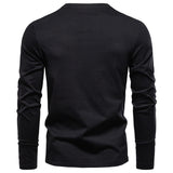 Fashion Pure Cotton Henley Collar Long T Shirt Men's Clothing - Tophatter Daily Deals