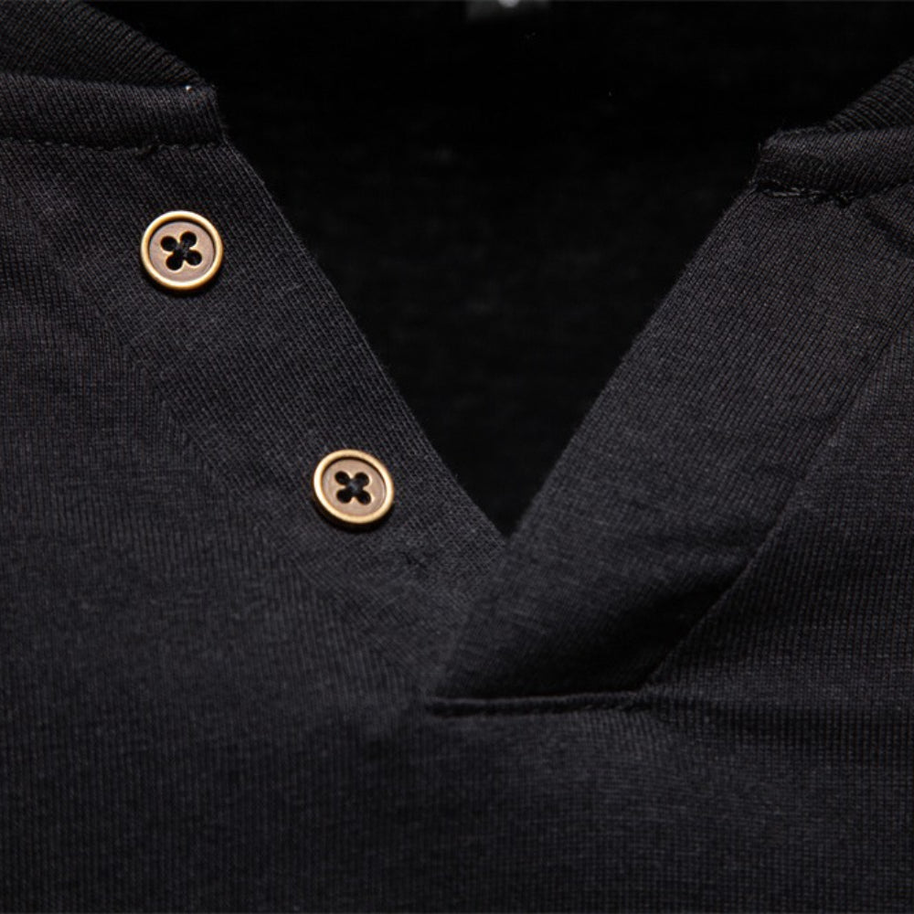 Fashion Pure Cotton Henley Collar Long T Shirt Men's Clothing - Tophatter Daily Deals