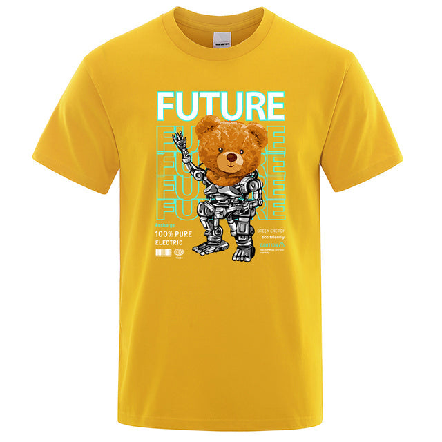 Fashion Pure Electric In Future Teddy Bear T Shirts Yellow Tee - Tophatter Daily Deals