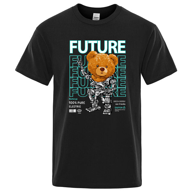 Fashion Pure Electric In Future Teddy Bear T Shirts Black Tee - Tophatter Daily Deals
