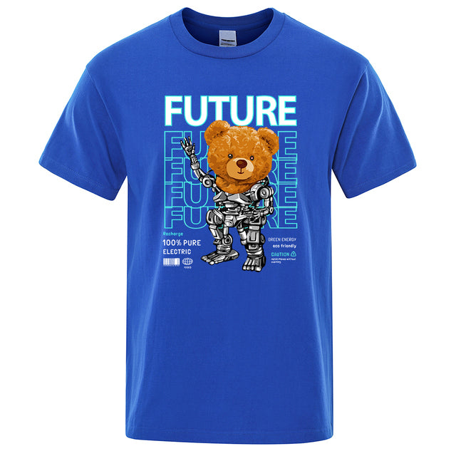 Fashion Pure Electric In Future Teddy Bear T Shirts Blue Tee - Tophatter Daily Deals