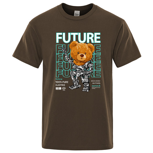 Fashion Pure Electric In Future Teddy Bear T Shirts Brown Tee - Tophatter Daily Deals