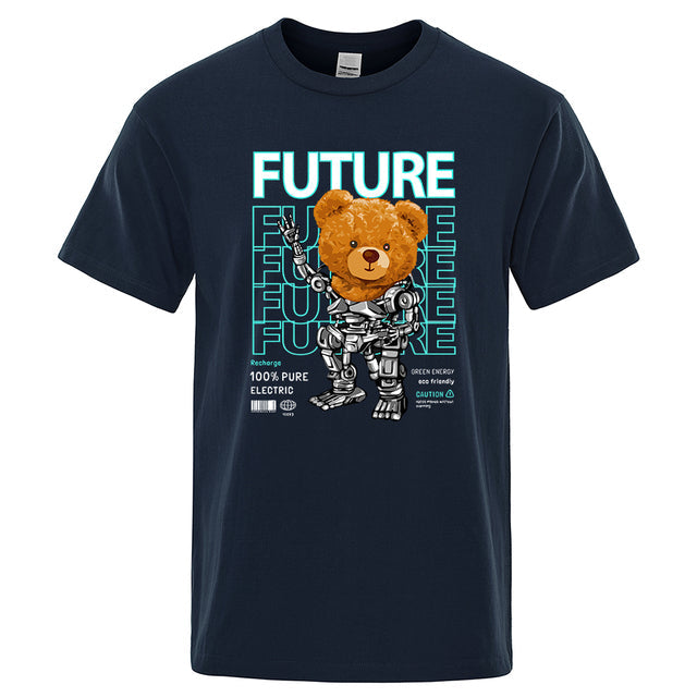 Fashion Pure Electric In Future Teddy Bear T Shirts Dark Blue Tee - Tophatter Daily Deals