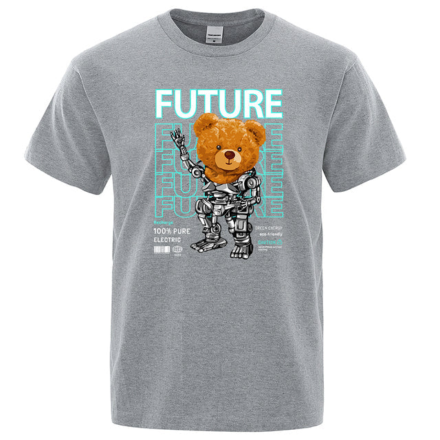 Fashion Pure Electric In Future Teddy Bear T Shirts Gray Tee - Tophatter Daily Deals
