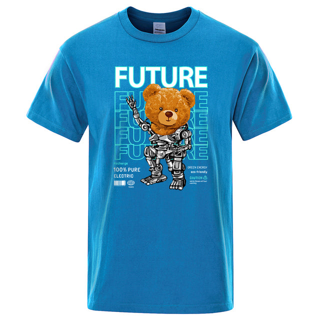 Fashion Pure Electric In Future Teddy Bear T Shirts Light Blue Tee - Tophatter Daily Deals