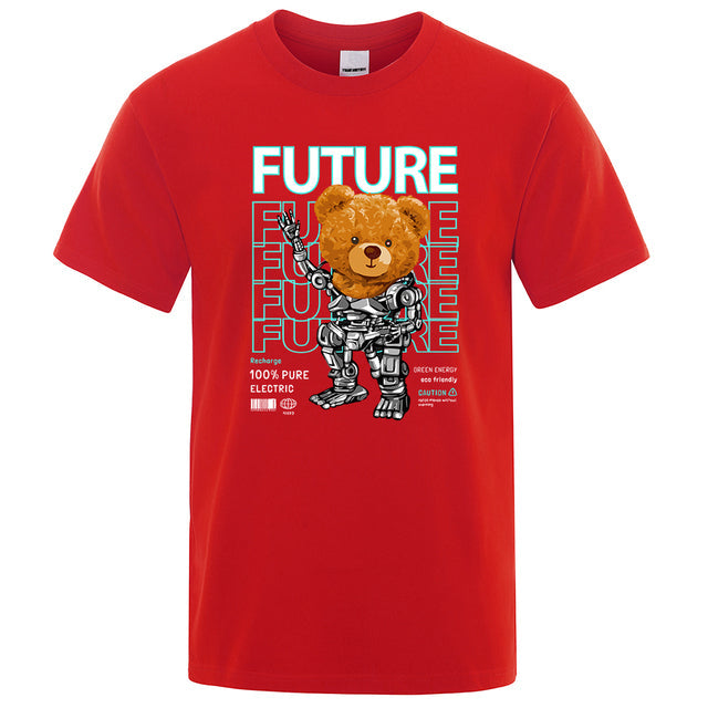 Fashion Pure Electric In Future Teddy Bear T Shirts Red Tee - Tophatter Daily Deals