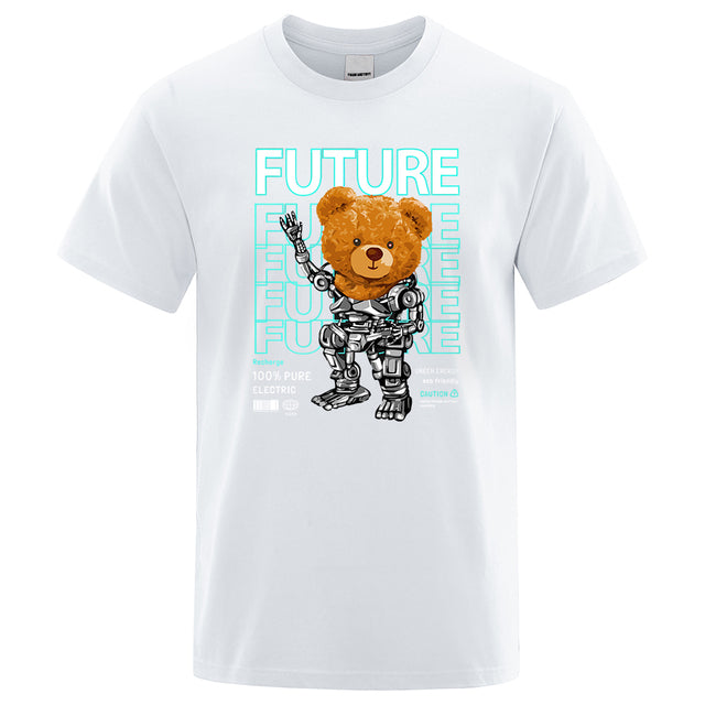 Fashion Pure Electric In Future Teddy Bear T Shirts White Tee - Tophatter Daily Deals