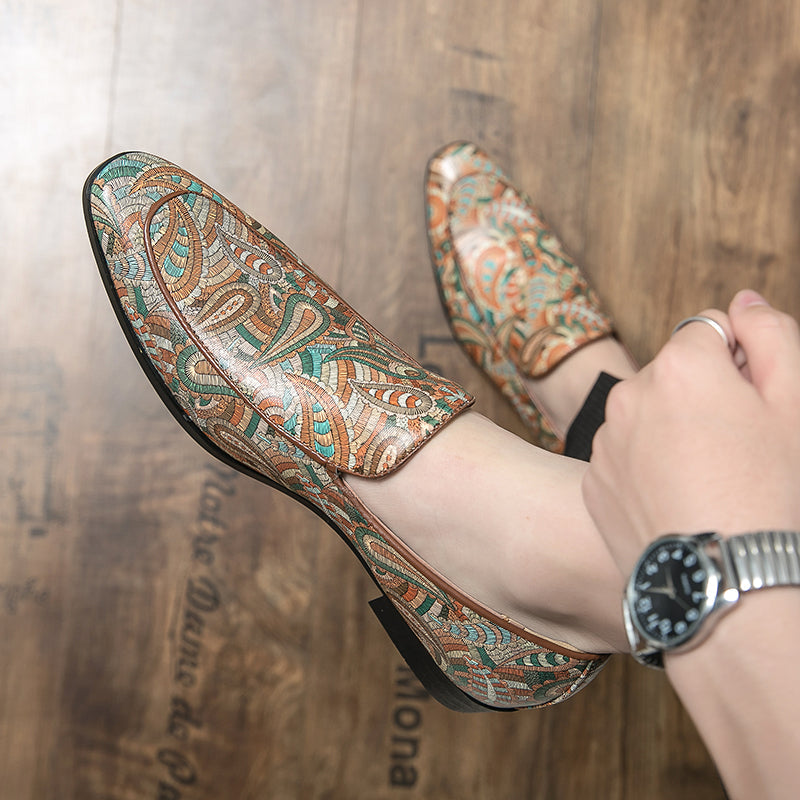 Fashion Trends Printed Leather Loafers Men Shoes - Tophatter Daily Deals