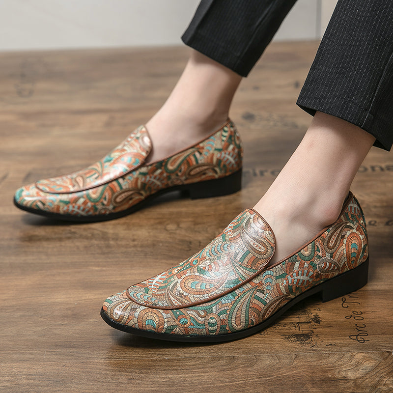 Fashion Trends Printed Leather Loafers Men Shoes - Tophatter Daily Deals