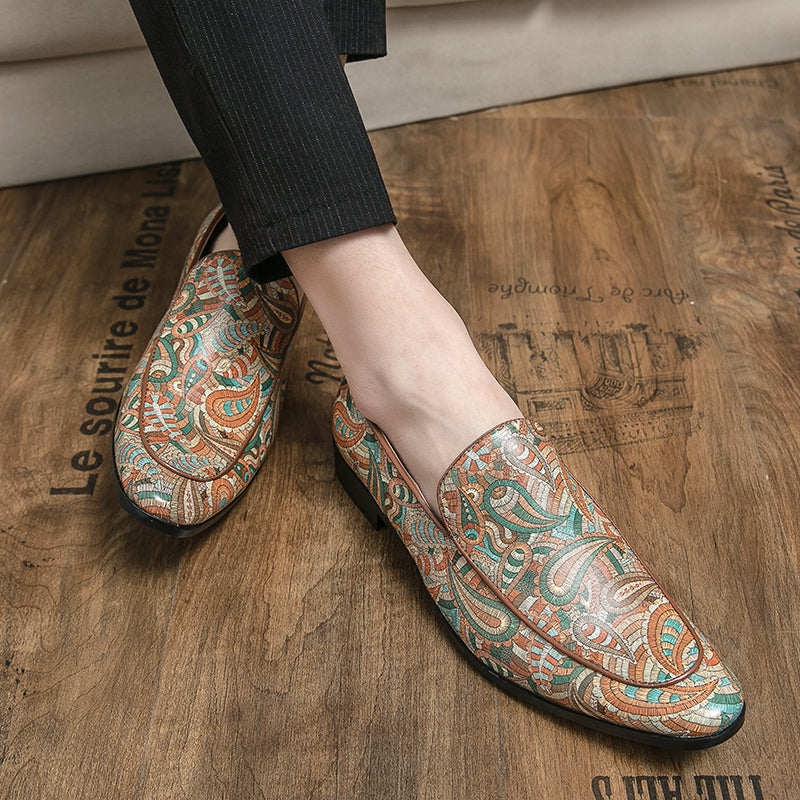 Fashion Trends Printed Leather Loafers Men Shoes - Tophatter Daily Deals