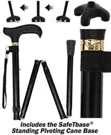 Fashionable Canes Black Adjustable Folding Derby Cane with SafeTbase Safetbase Canes - Tophatter Daily Deals