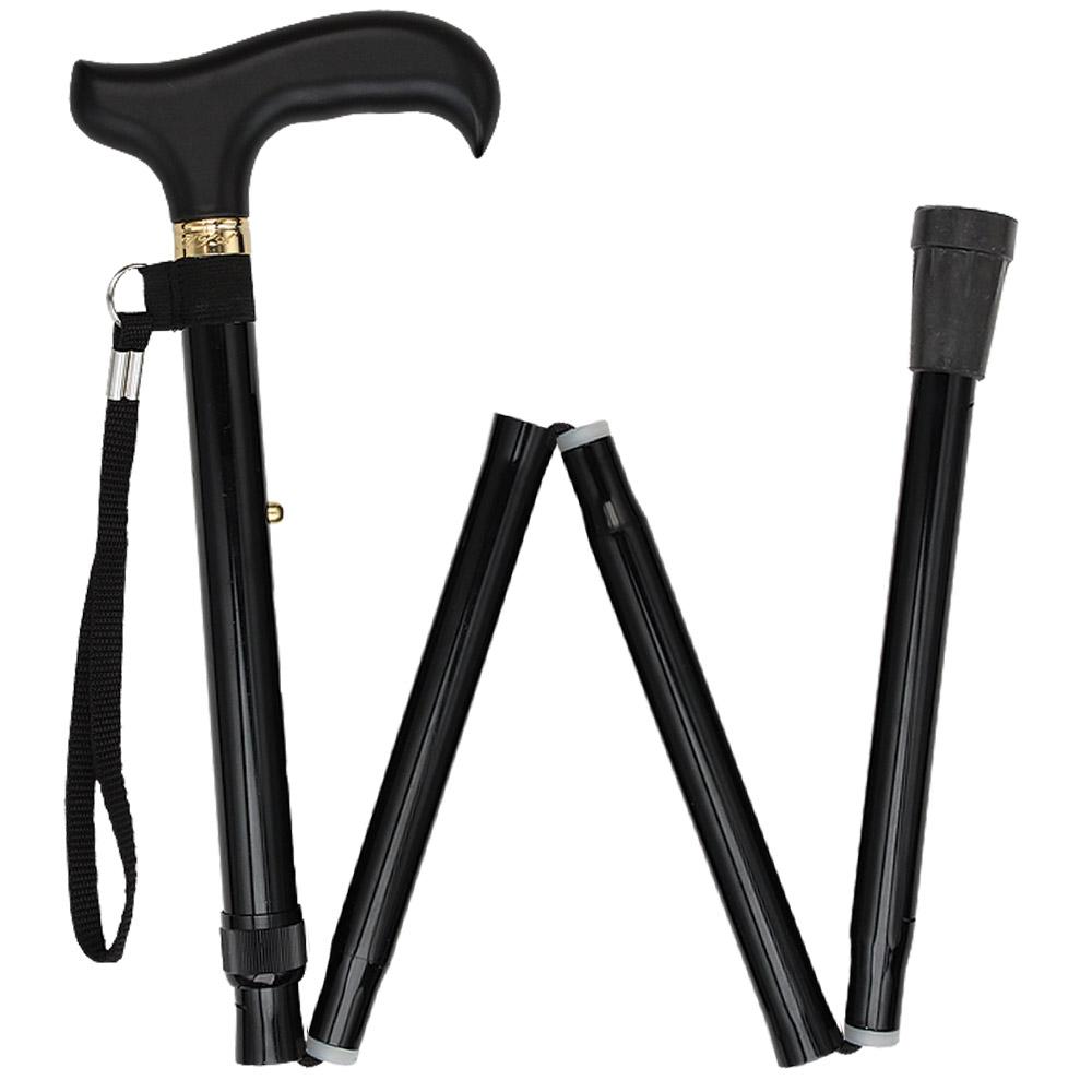 Fashionable Canes Black Adjustable Folding Derby Cane with SafeTbase Safetbase Canes - Tophatter Daily Deals