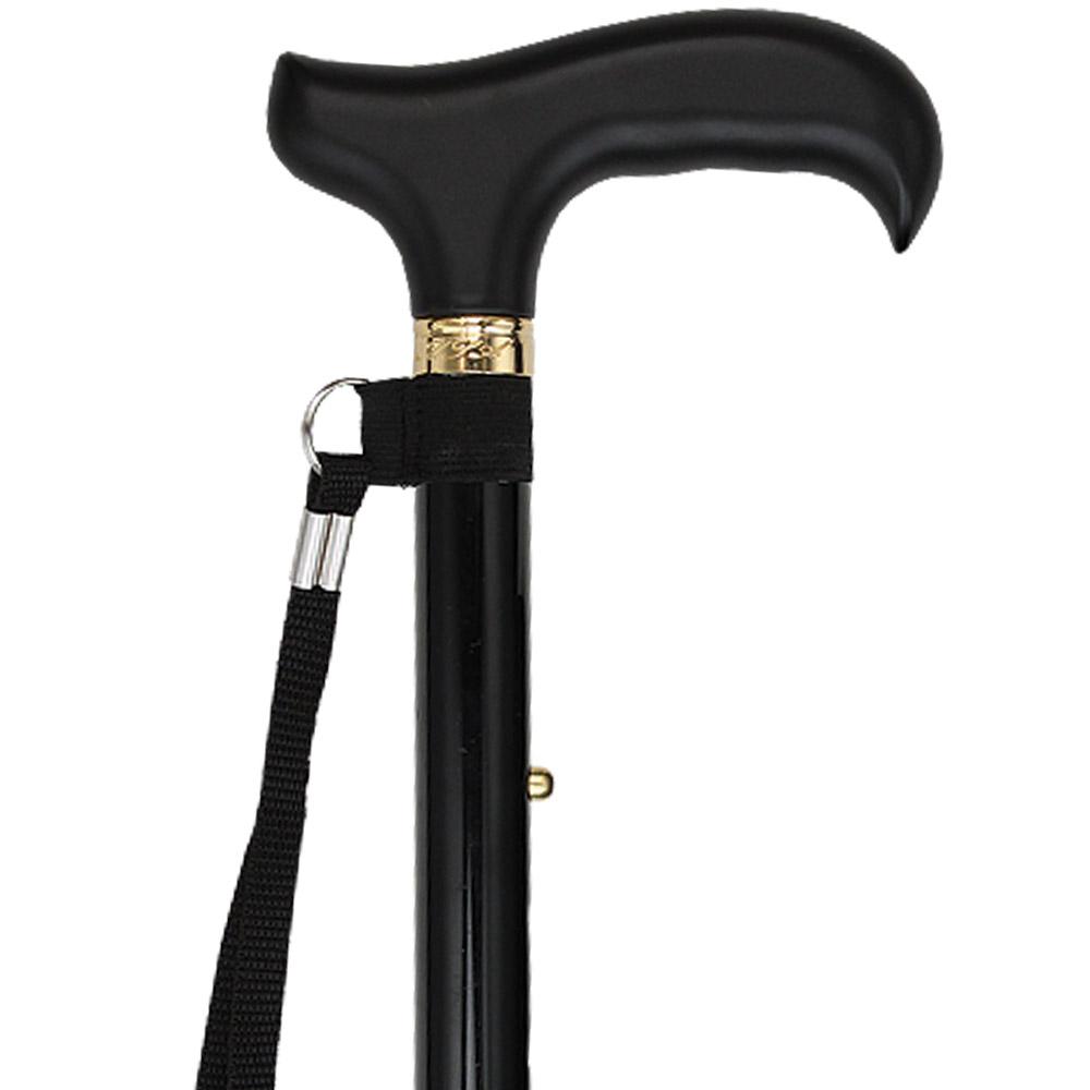Fashionable Canes Black Adjustable Folding Derby Cane with SafeTbase Safetbase Canes - Tophatter Daily Deals