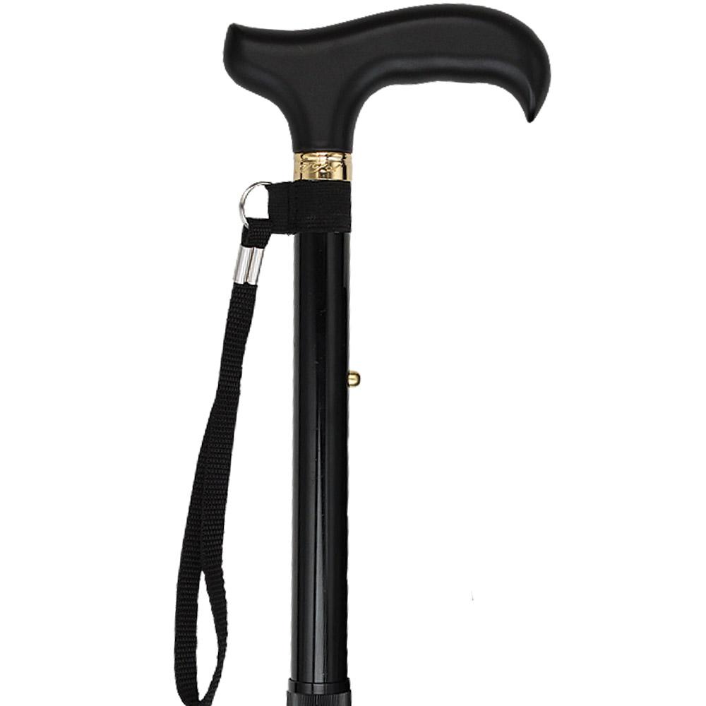 Fashionable Canes Black Adjustable Folding Derby Cane with SafeTbase Safetbase Canes - Tophatter Daily Deals