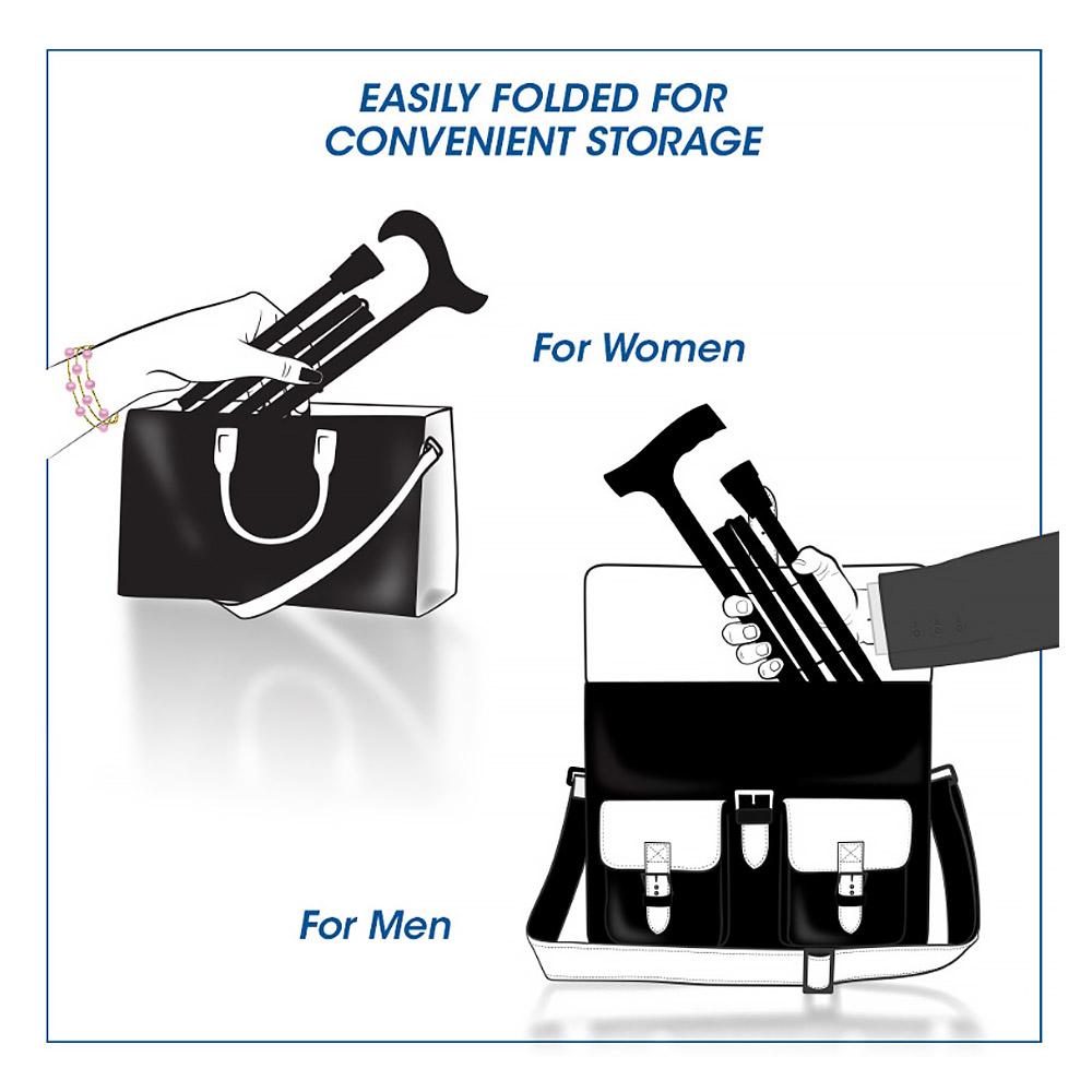 Fashionable Canes Black Adjustable Folding Derby Cane with SafeTbase Safetbase Canes - Tophatter Daily Deals