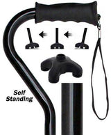Black Aluminum Offset Cane - Adjustable w/ SafeTbase Safetbase Canes - Tophatter Daily Deals