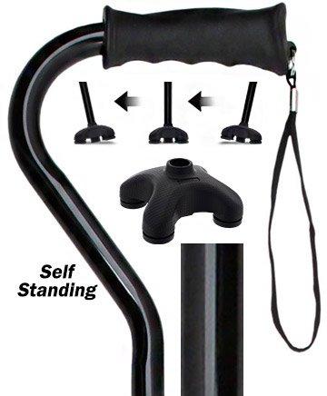 Black Aluminum Offset Cane - Adjustable w/ SafeTbase Safetbase Canes - Tophatter Daily Deals