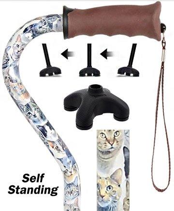 Cats Adjustable Offset Walking Cane with Comfort Grip w/ SafeTbase Safetbase Canes - Tophatter Daily Deals