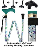 Fashionable Canes Glorious Gardens Folding Adjustable Cane with SafeTbase for Women Safetbase Canes - Tophatter Daily Deals