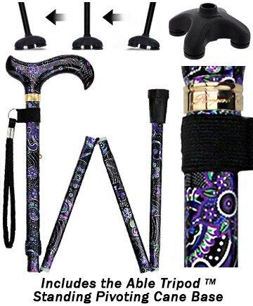 Purple Majesty Designer Folding Cane w/ SafeTbase- Adjustable Safetbase Canes - Tophatter Daily Deals
