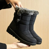 Faux Fur Long Plush Snow Boots Waterproof Winter Boots Black Boots - Tophatter Daily Deals