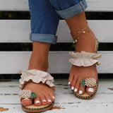 Faux Pearl & Pineapple Decor Toe Post Thong Sandals Women's Shoes - Tophatter Daily Deals
