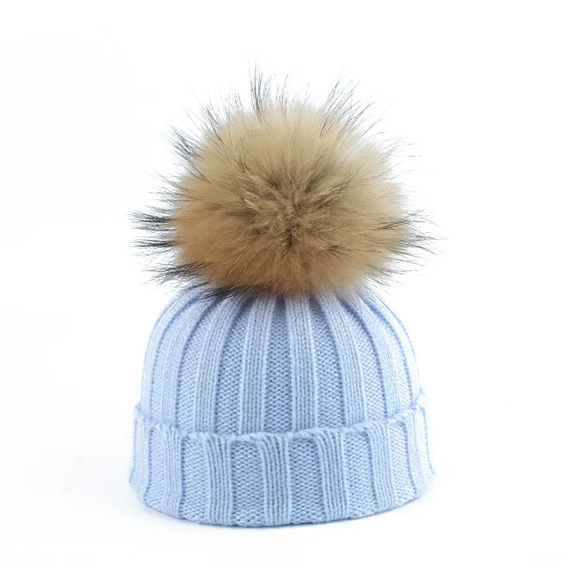 Warm Women's Beanie - Chunky Ribbed, Cotton Blend, Winter Light blue - Tophatter Daily Deals