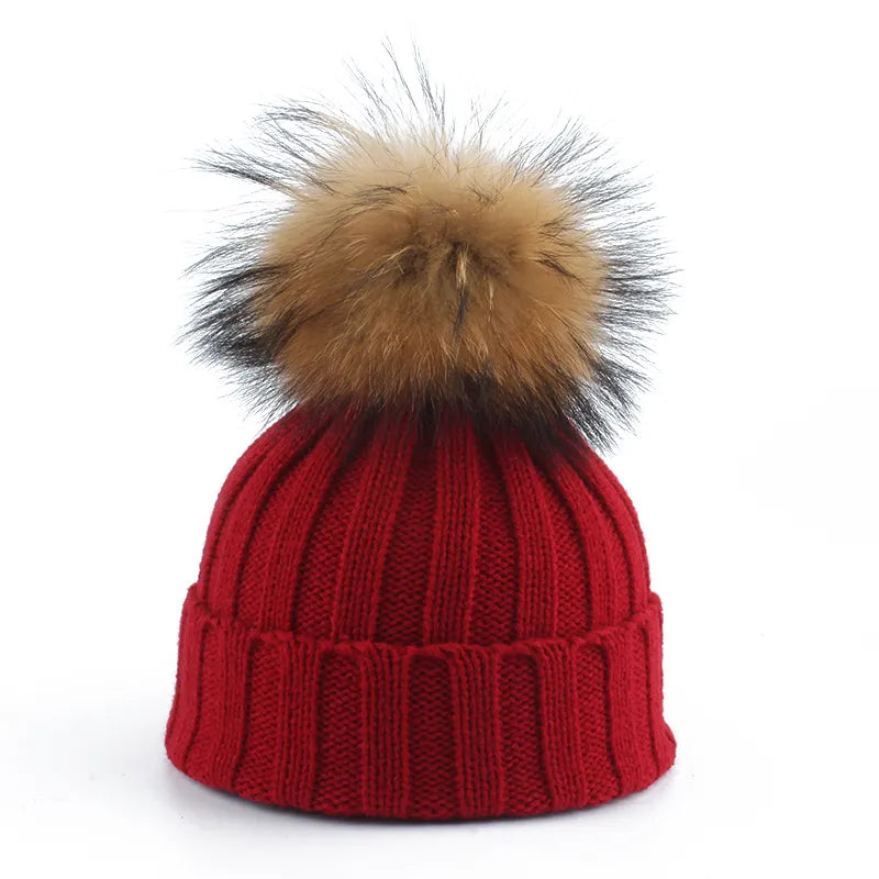 Warm Women's Beanie - Chunky Ribbed, Cotton Blend, Winter Rood - Tophatter Daily Deals
