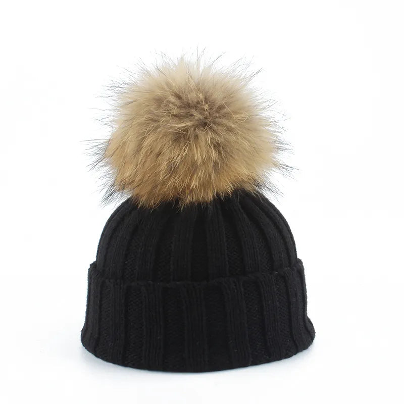 Warm Women's Beanie - Chunky Ribbed, Cotton Blend, Winter Black - Tophatter Daily Deals