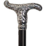 French Antique Repro Silver T-Handle Cane: Stamina Wood Alpaca Silver Walking Sticks - Tophatter Daily Deals