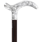 French Silver Birds of Feather Derby Cane: Stamina Wood Alpaca Silver Walking Sticks - Tophatter Daily Deals