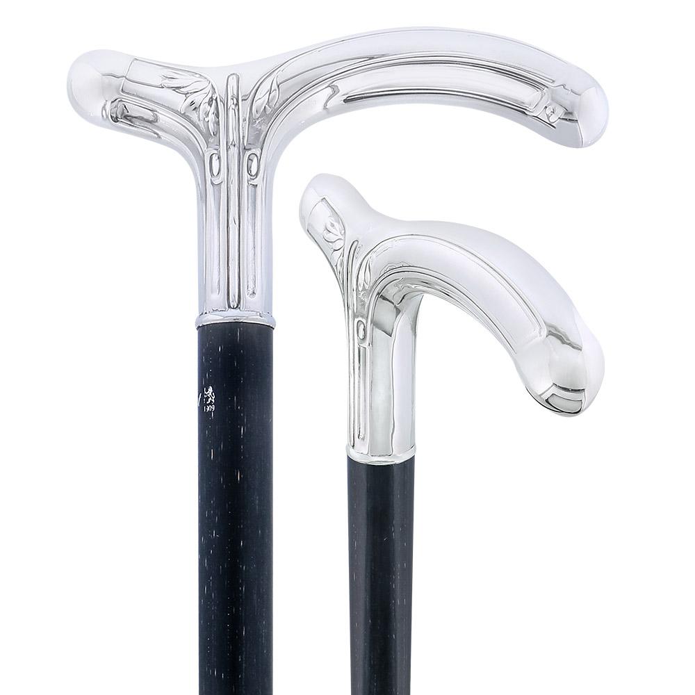 1930's French Art Deco Silver Fritz: Black Stamina Wood Alpaca Silver Walking Sticks - Tophatter Daily Deals
