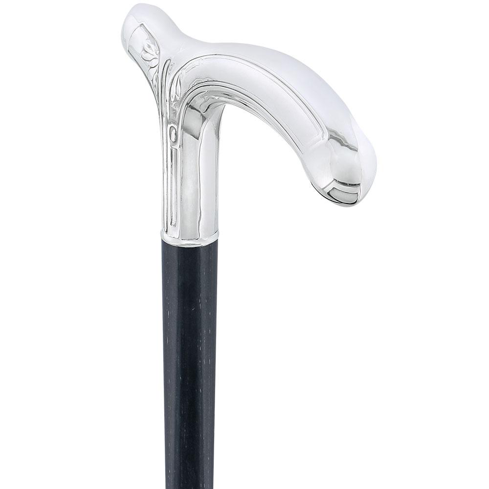 1930's French Art Deco Silver Fritz: Black Stamina Wood Alpaca Silver Walking Sticks - Tophatter Daily Deals