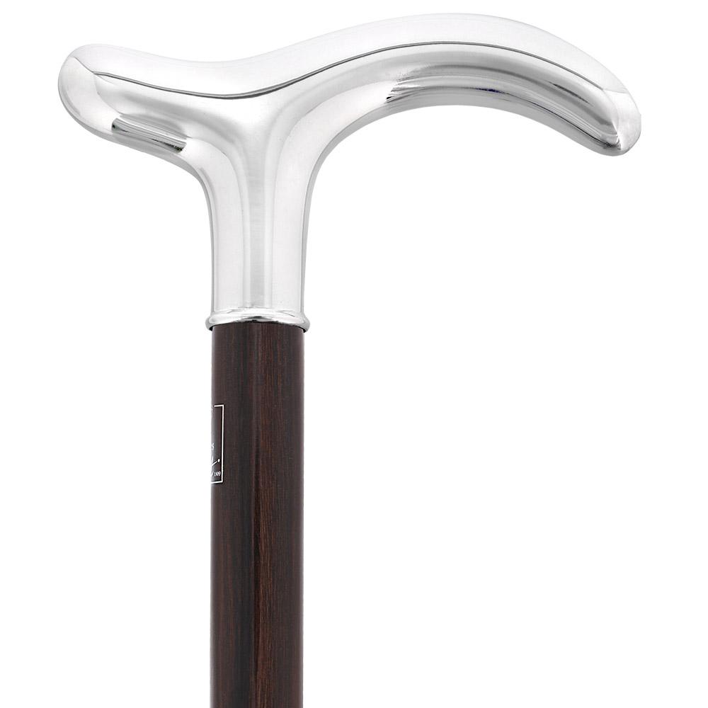 Silver Plated Fritz Handle on Macassar Carbon Fiber Shaft Alpaca Silver Walking Sticks - Tophatter Daily Deals