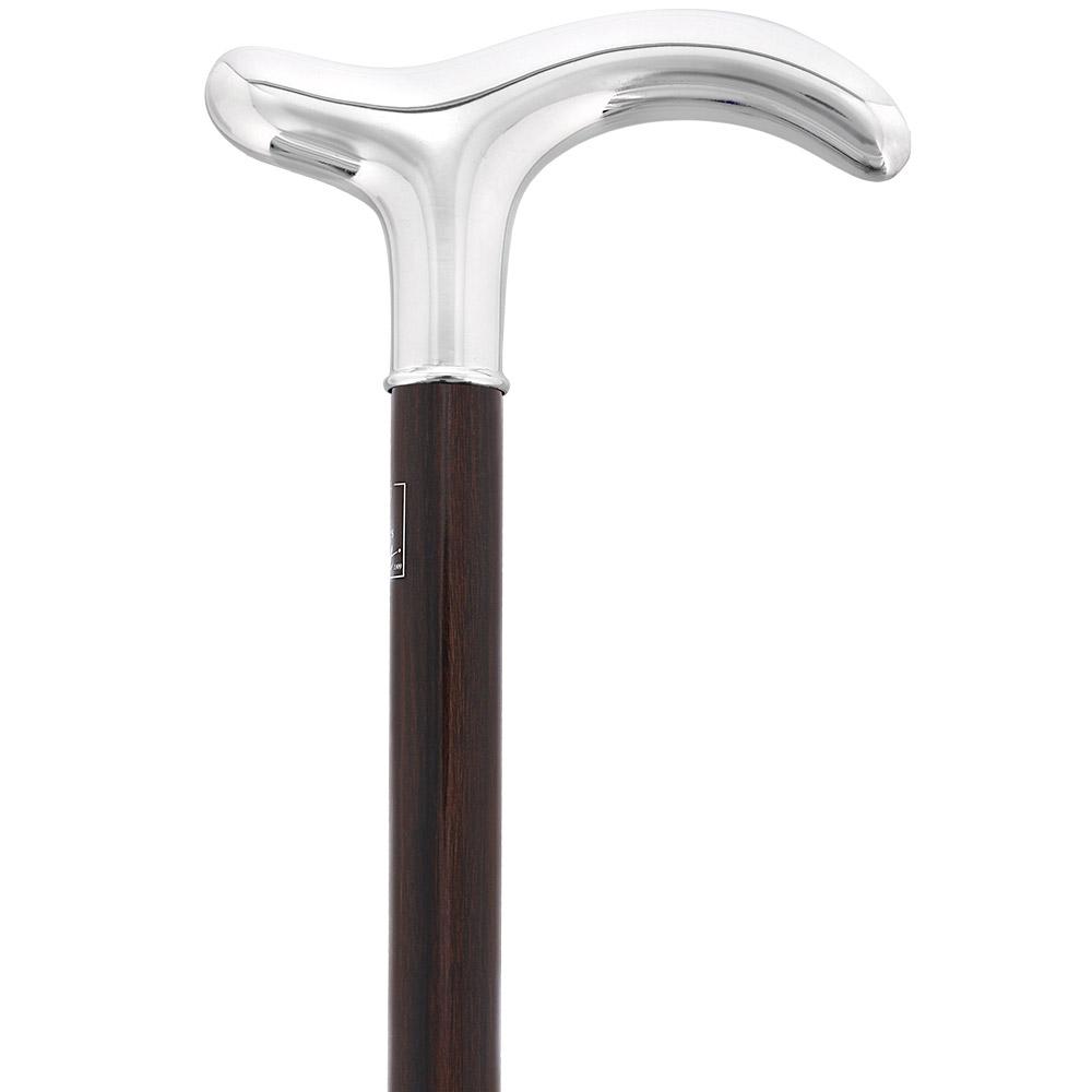 Silver Plated Fritz Handle on Macassar Carbon Fiber Shaft Alpaca Silver Walking Sticks - Tophatter Daily Deals
