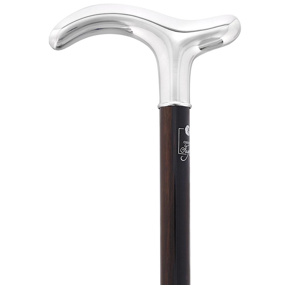 Silver Plated Fritz Handle on Macassar Carbon Fiber Shaft Alpaca Silver Walking Sticks - Tophatter Daily Deals