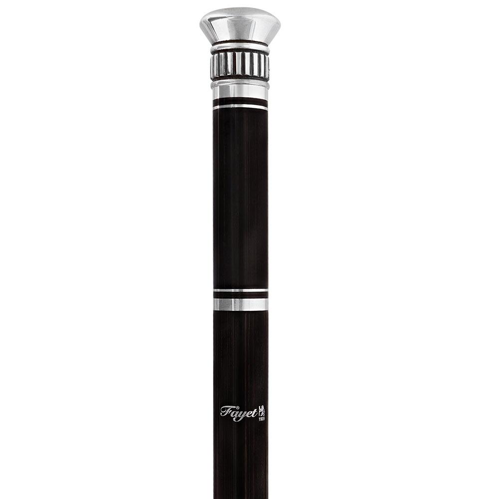 French Flask Tippling Stick: Silver Knob & Ebony-Carbon Shaft Flask Canes - Tophatter Daily Deals