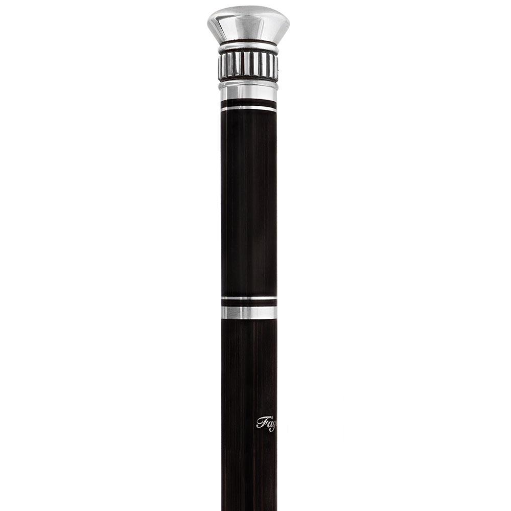 French Flask Tippling Stick: Silver Knob & Ebony-Carbon Shaft Flask Canes - Tophatter Daily Deals