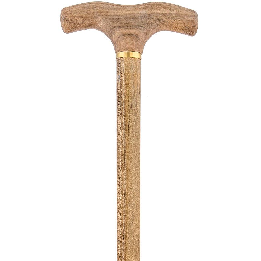 French Gadget Corkscrew Cane: Olivewood T-Handle & Maple Shaft Gadget Walking Canes - Tophatter Daily Deals