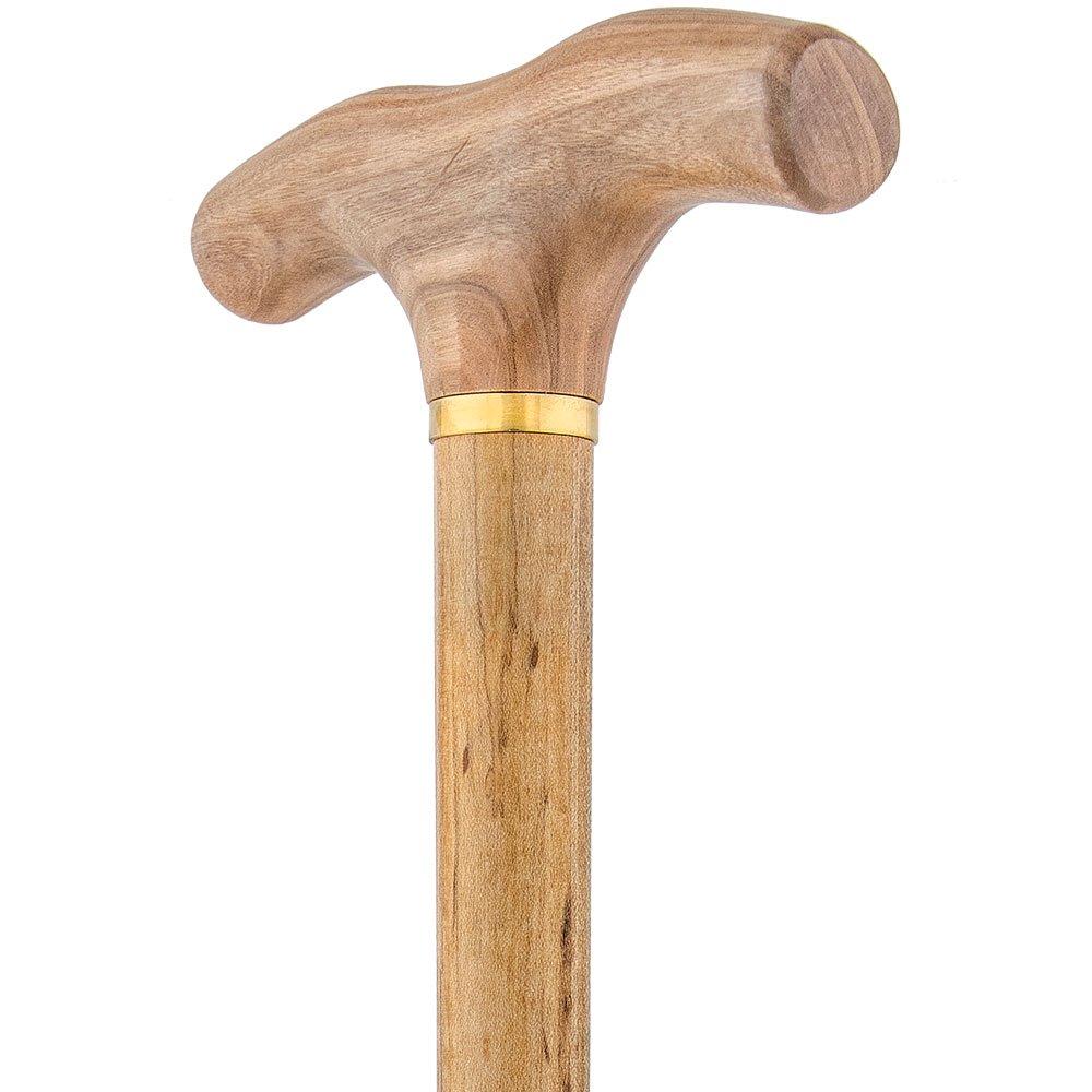French Gadget Corkscrew Cane: Olivewood T-Handle & Maple Shaft Gadget Walking Canes - Tophatter Daily Deals