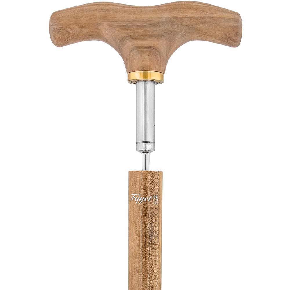 French Gadget Corkscrew Cane: Olivewood T-Handle & Maple Shaft Gadget Walking Canes - Tophatter Daily Deals