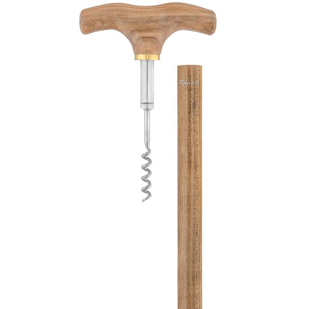 French Gadget Corkscrew Cane: Olivewood T-Handle & Maple Shaft Gadget Walking Canes - Tophatter Daily Deals