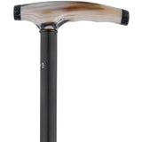 French Two-Tone Blonde Carved Horn Fritz: Cane Ebony Shaft Horn Handle Walking Canes - Tophatter Daily Deals